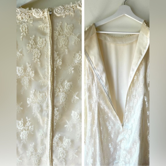 Drop waist/mermaid  floral skirt lace bodice wedding dress/evening gown - Picture 15 of 17